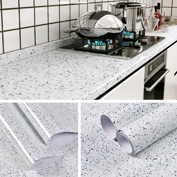 Marble Granite  Wallpaper Roll Kitchen Countertop Cabinets Furniture Renovated PVC Wall Stickers Easy To Remove Decorative Film