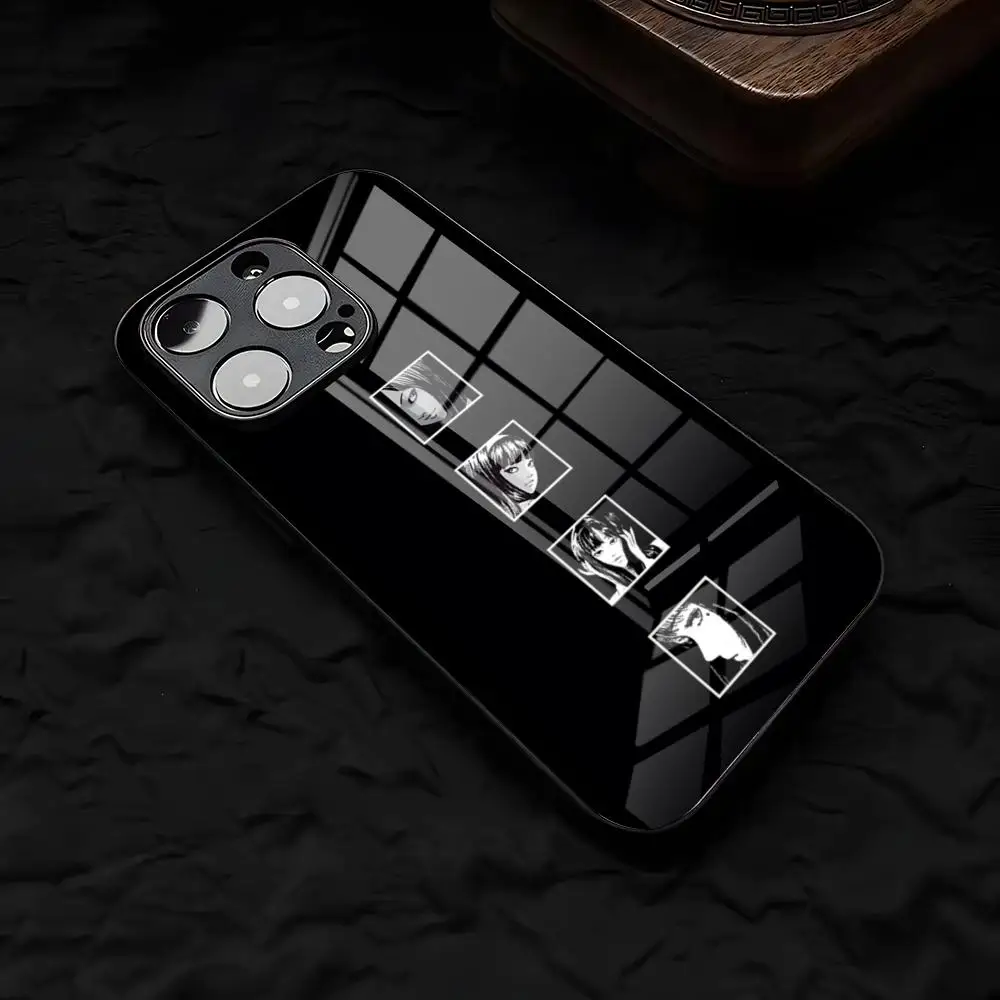 Фото Чехол для телефона I-Ito J-Junji T-Tomie для iPhone 17 Air 16 E Pro Max 15 14 13 Mini 12 Pro 11 Max Plus, черный, стеклянный №4