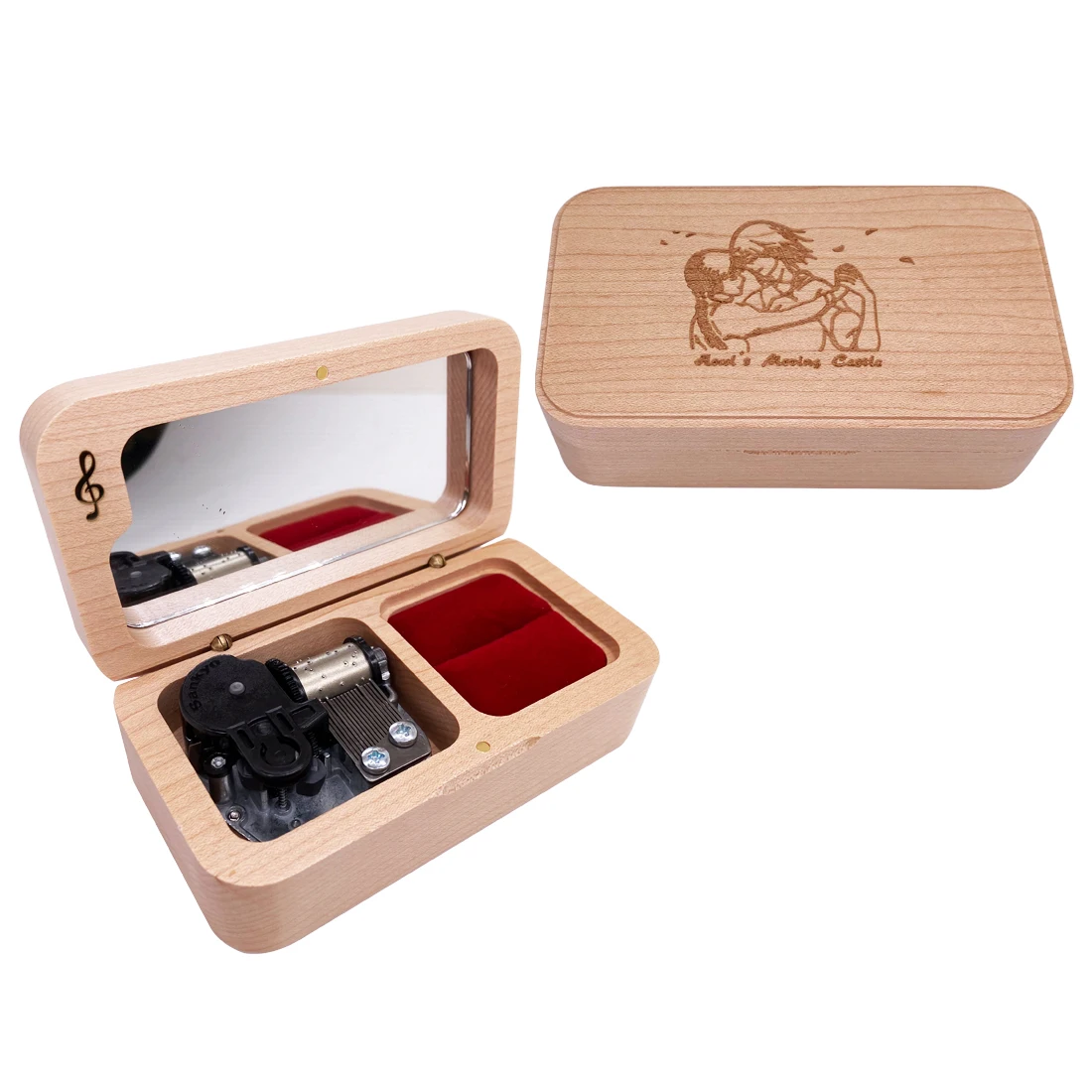 

Howl's Moving Castle Music Box Wood Jewelry Box Christmas Birthday Valentine's Day Gift ,Play Merry Go Round of Life