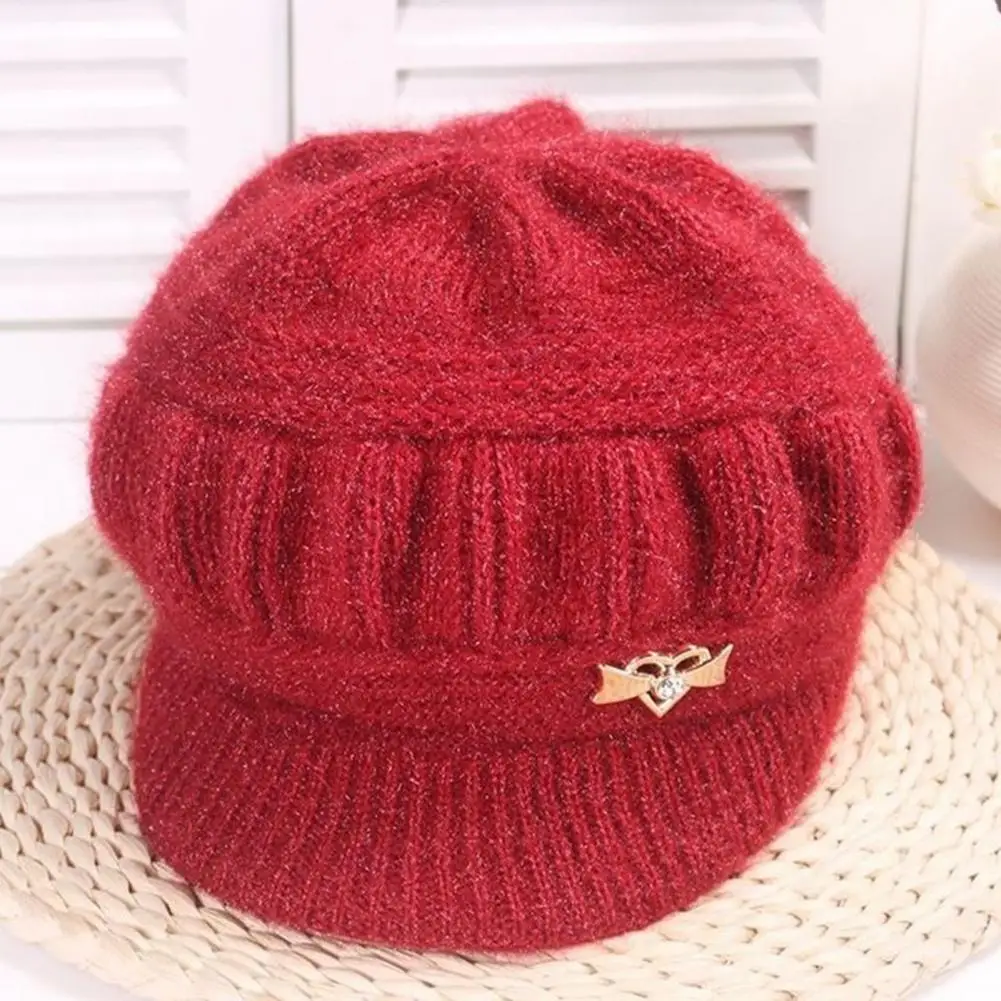 

Exquisite Female Hat Plush Lining Anti-fade Women Hat Fall Winter Knitting Ladies Cap