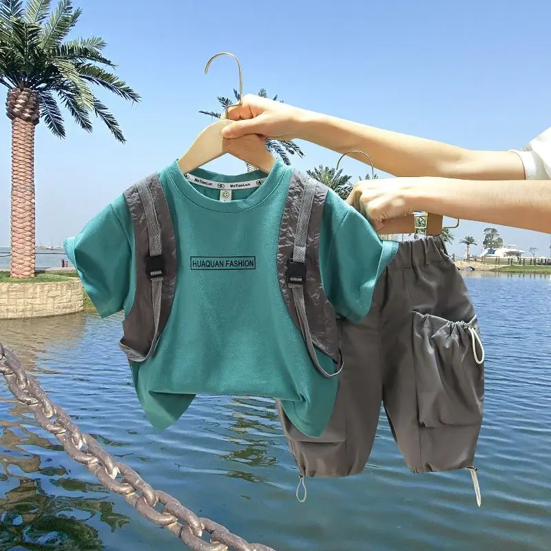 

Комплекты детской одежды, детская одежда для мальчиков и девочек, рубашка с коротким рукавом и капюшоном + шорты для детей, костюм из 2 предметов, хлопковая летняя одежда для маленьких мальчиков 2023