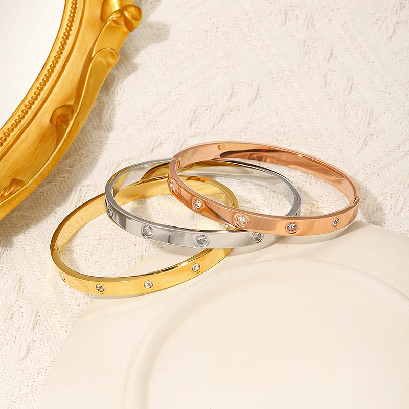 

Роскошный брендовый браслет G & D с кристаллами в романтическом стиле, золотистый браслет из нержавеющей стали для женщин, дизайнерские браслеты роскошного дизайна