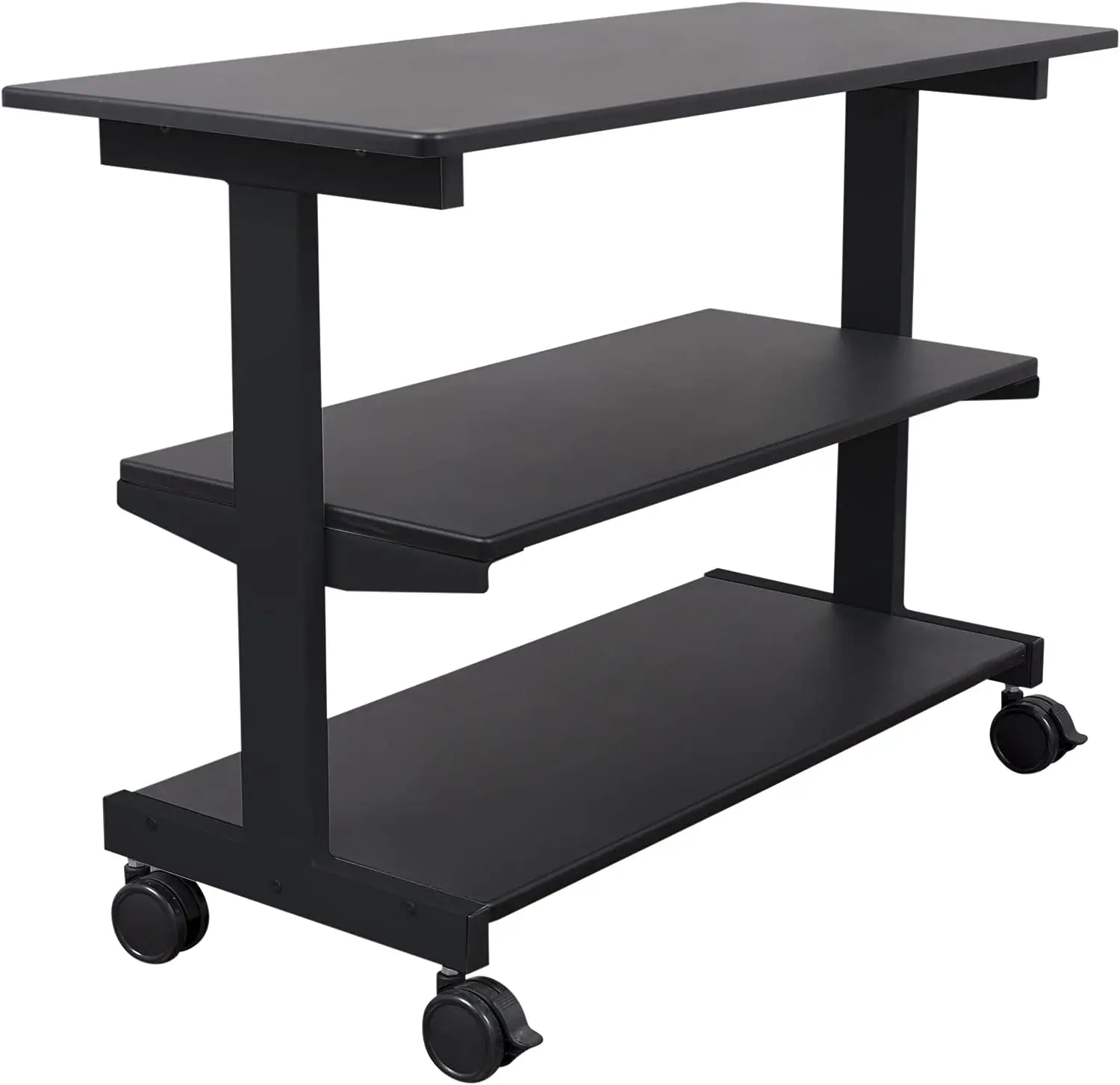 

Up Desk Store 3-Shelf Rolling Desk Return Side Desk Organizer and Bookcase on Wheels