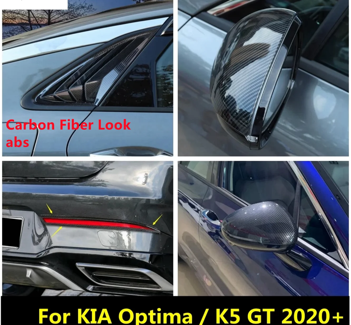 

For KIA Optima / K5 GT 2020 2021 2022 Accessories Rear Window Triangle Shutters Rearview Mirror Caps Bumper Fog Light Cover Trim