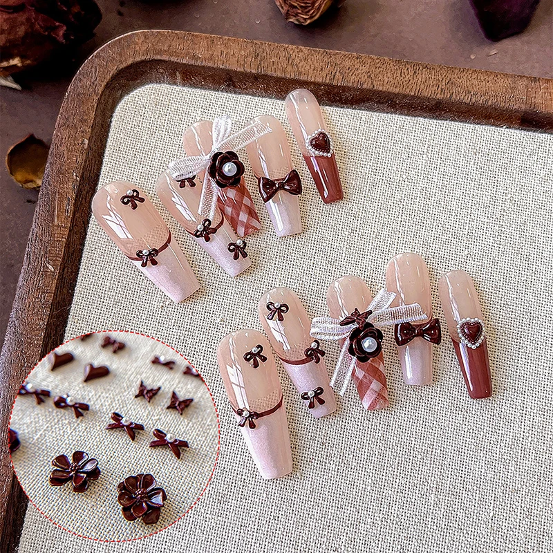 2 шт. лента с бантом и жемчугом подвески для дизайна ногтей 3D бант из смолы