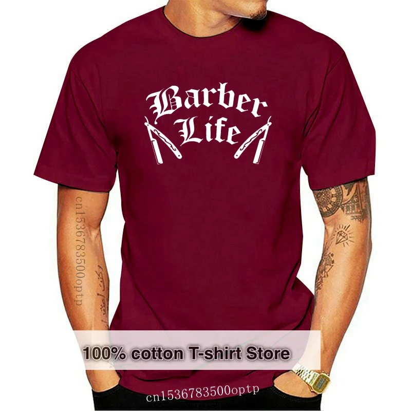 

New Men Vintage Clothes Digital T Shirt Round Collar Barber Life Shirt - Barbershop Shirt - Business-Black Shirt Top Tees
