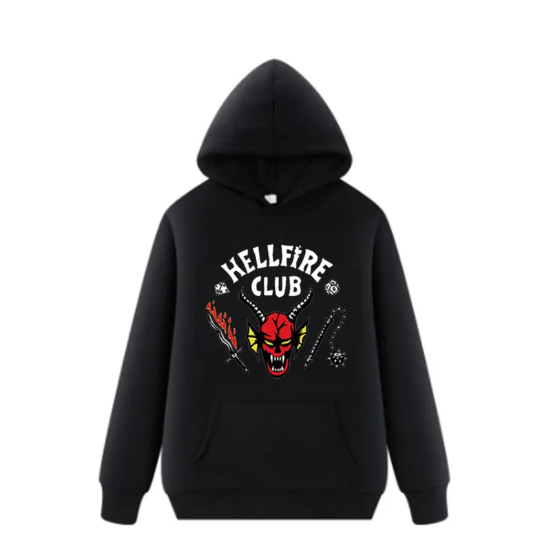 

New Stranger Things 4 Mens Casual Pullover Hoodies Hellfire Club Print Hoodie Autumn/Winter Fashion Male Hoodies Sweatshirts