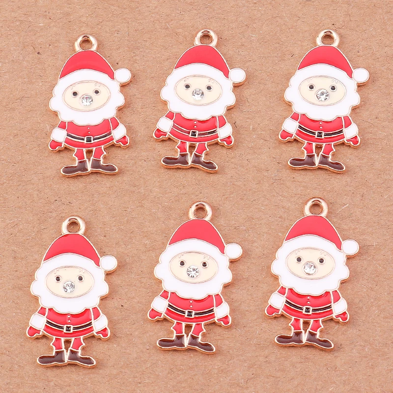 

10pcs Cartoon Santas Claus Charms for Jewelry Making New Year Women Fashion Drop Earrings Pendants Necklaces DIY Christmas Gifts