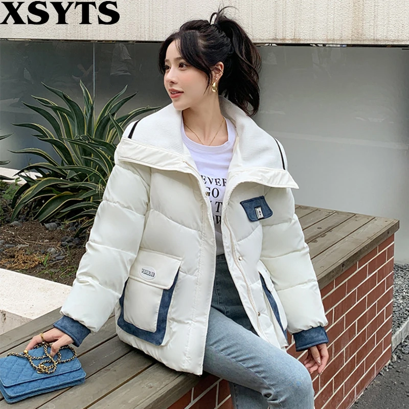 

Chamarras Para Mujer Winter Clothes Women 2022 Denim Jacket Short Splicing Cotton Jean Jackets Loose Korean Fashion Loose Coats