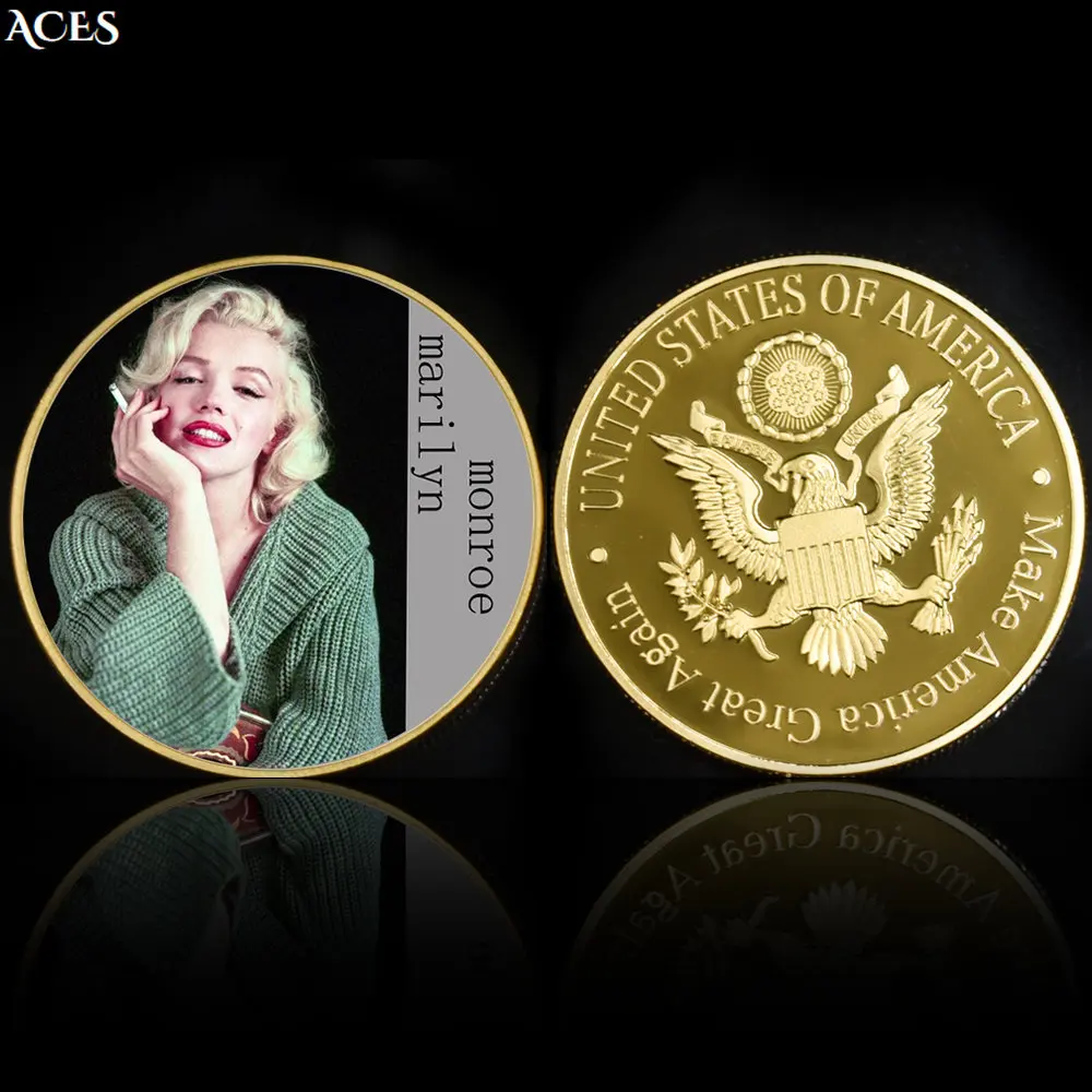 

Marilyn Monroe GOLD Coin Famous American Movie Star Collectible Metal Coin In Capsule Art Ornaments Gift for Collection