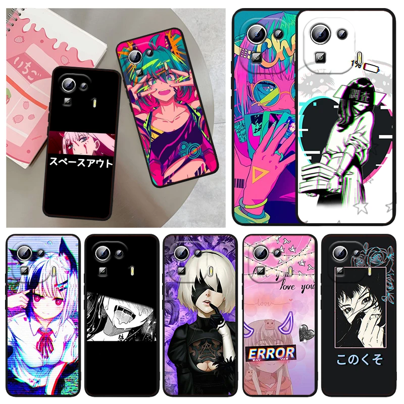 

Cute Ahegao Manga Girl Silicone Cover For Xiaomi Mi 12X 12 11 11T 11i 10T 10 Pro Lite Ultra 5G 9T 9SE A3 Black Phone Case