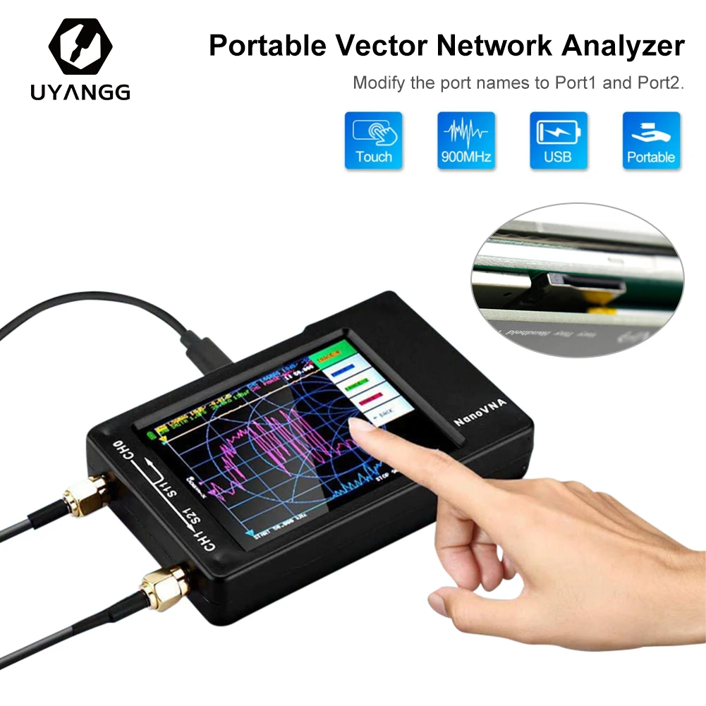 Analisador de Rede Digital da Frequência Ultraelevada de Vhf do mf do Analisador 50khz1.5ghz da Rede do Vetor de Uyangg Nanovna-f v2 Tester 2.8 Polegada 32gb da Frequência Ultraelevada do mf