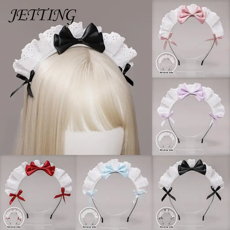 

Lovely Sweet Hair Hoop Anime Maid Cosplay Headband Lolita Lace Flower Headwear Hair Accessory Hand Made For Girls Gift 2022