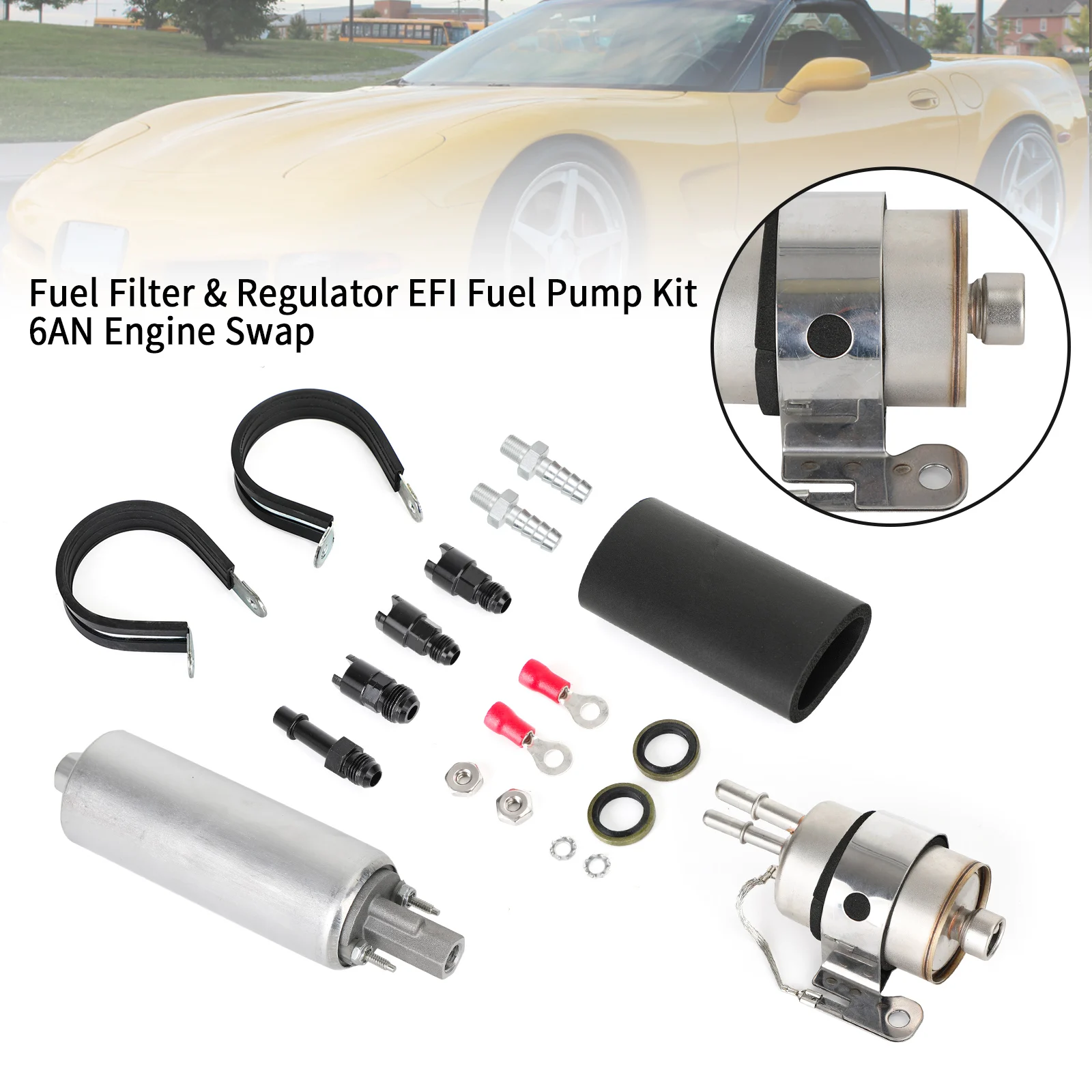 

Topteng Fuel Filter & Regulator EFI Fuel Pump Kit 6AN Engine Swap For LS Swap