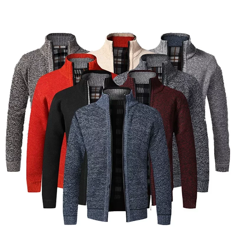 

2023NEW Winter Men's Warm Sweaters Cashmere Wool Zipper Cardigan Coat Man Casual Knitwear Jacket Male Clothes