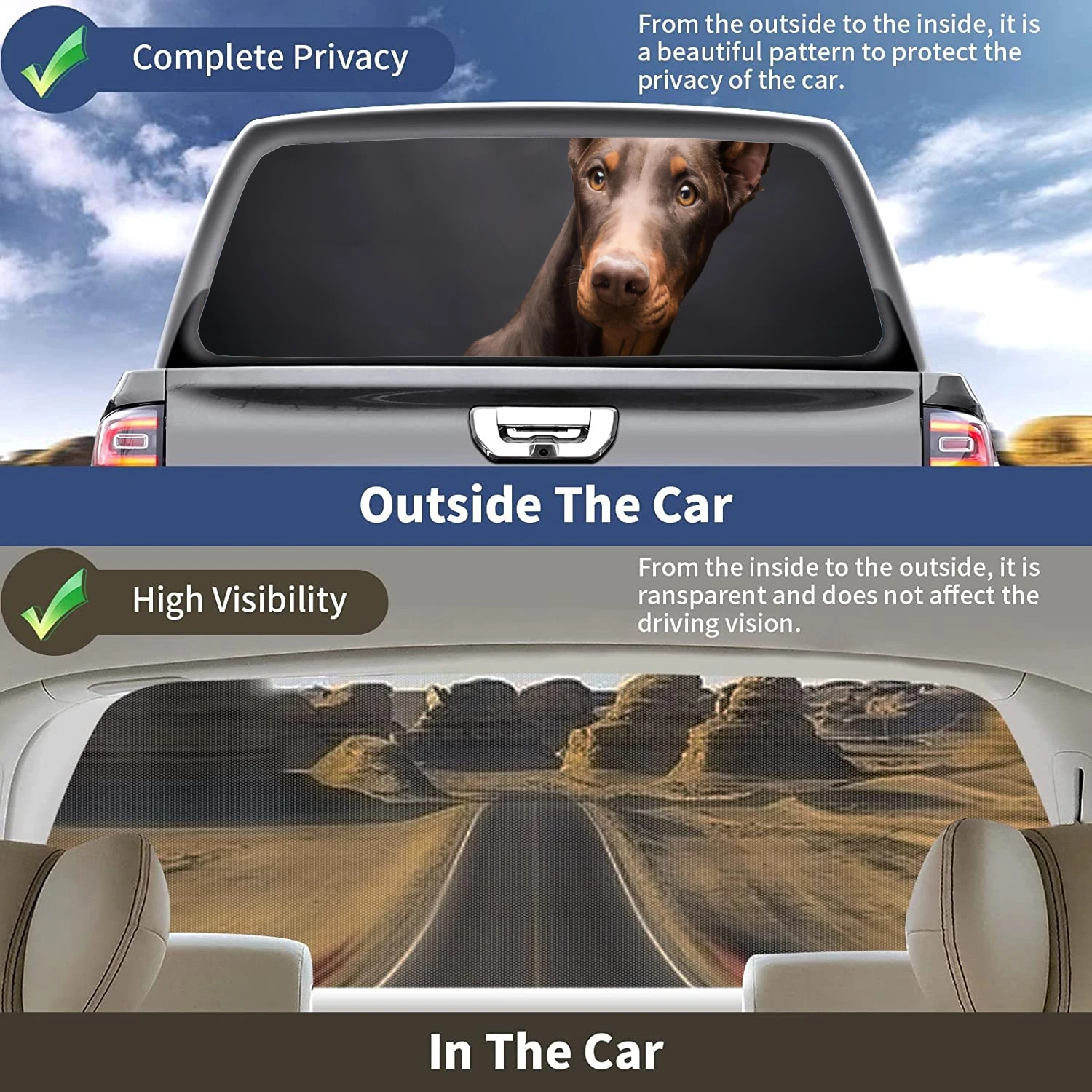 Doberman Pinscher Автомобильная фотография грузовик перфорированная виниловая живопись