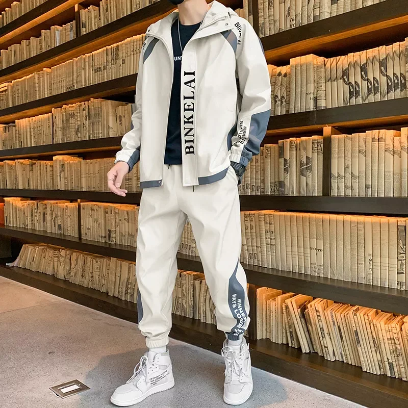 

NEW IN Tracksuit Casual Hoodies Sets 2022 Spring New Male Jackets+Pants Two Piece Sets Hip Hop Streetwear Sports Suit Korean Sty