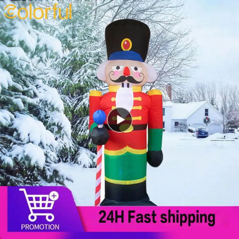 

New Creative 2.4m Nutcracker Christmas Inflatable LED Light Outdoor Holiday Decoration Christmas Inflatable Home Decor Doll Toys