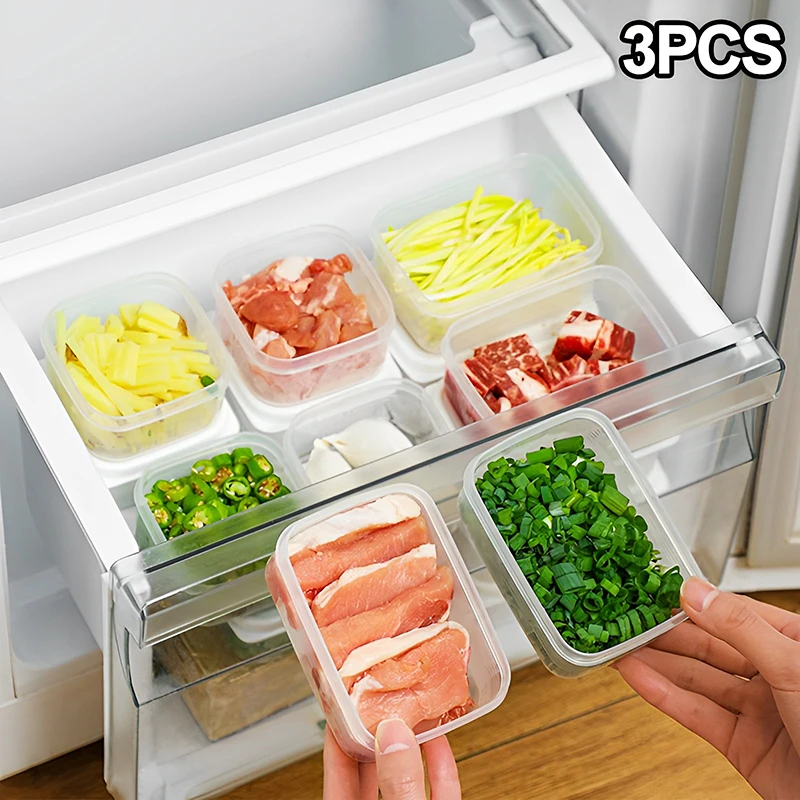 

3Pcs Mini Refrigerator Food Storage Box Kitchen Meat Sealed Fresh Box Portable Fridge Kitchen Organizer Storage Lunch Containers