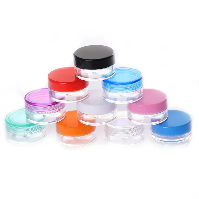 

50PCS 3g 5g Portable Travel Small Colorful Round Bottom Cream Sample Plastic Cosmetic Pot Jars Face Cream Lip Balm Containers