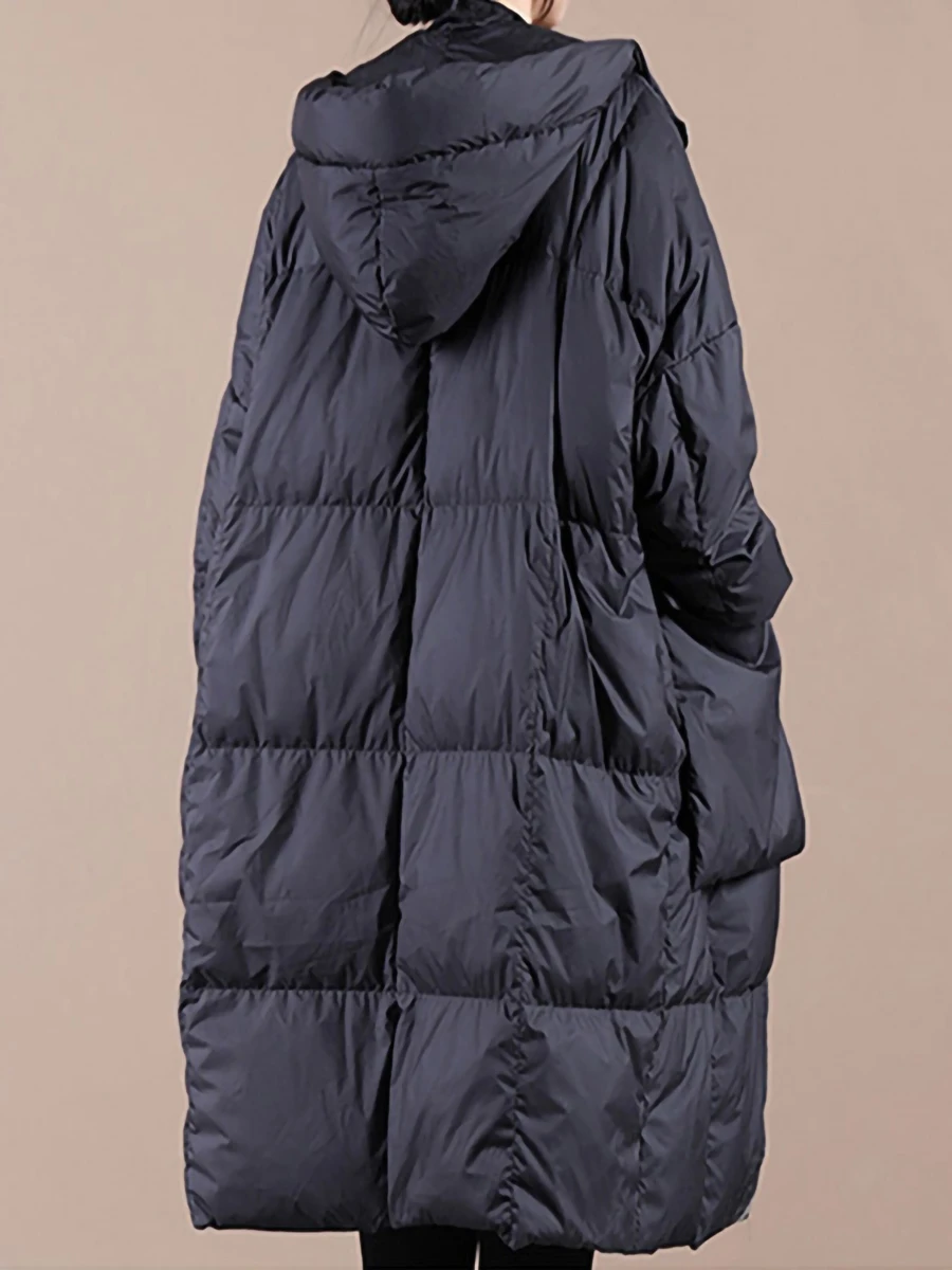 Winter New Long Loose Down Cotton Coats Women Solid Dooded Thicken Warm Padded Jacket Female Clothing Korean Fashion Tops Parkas
