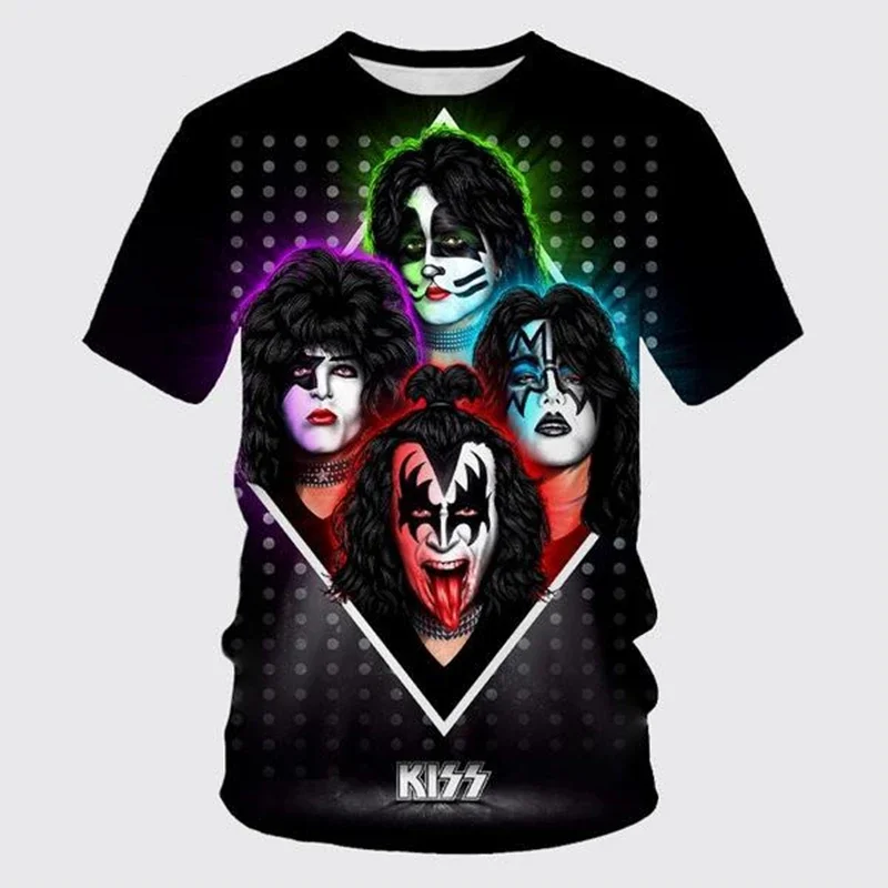 Модная футболка Kiss Gene Simmons 3D Футболка Harajuku Хип-хоп Забавный повседневный топ Rock Band