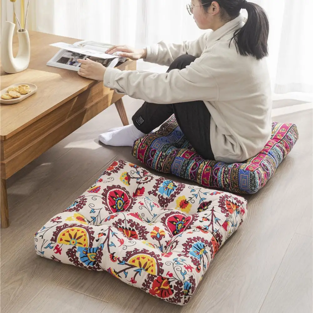 

Living Room Seat Cushion Stereoscopic Protective Cotton Flower Printed Yoga Round Floor Cushion Household Supplies Home Decor