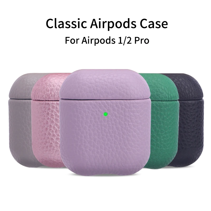 Чехол для беспроводных наушников из натуральной кожи iPhone AirPods 1 2 Pro - купить по