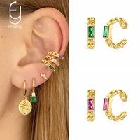 1pcs fashion colorful square crystal clip on earrings luxury vintage unpierced cartilage womens earrings premium jewelry gifts