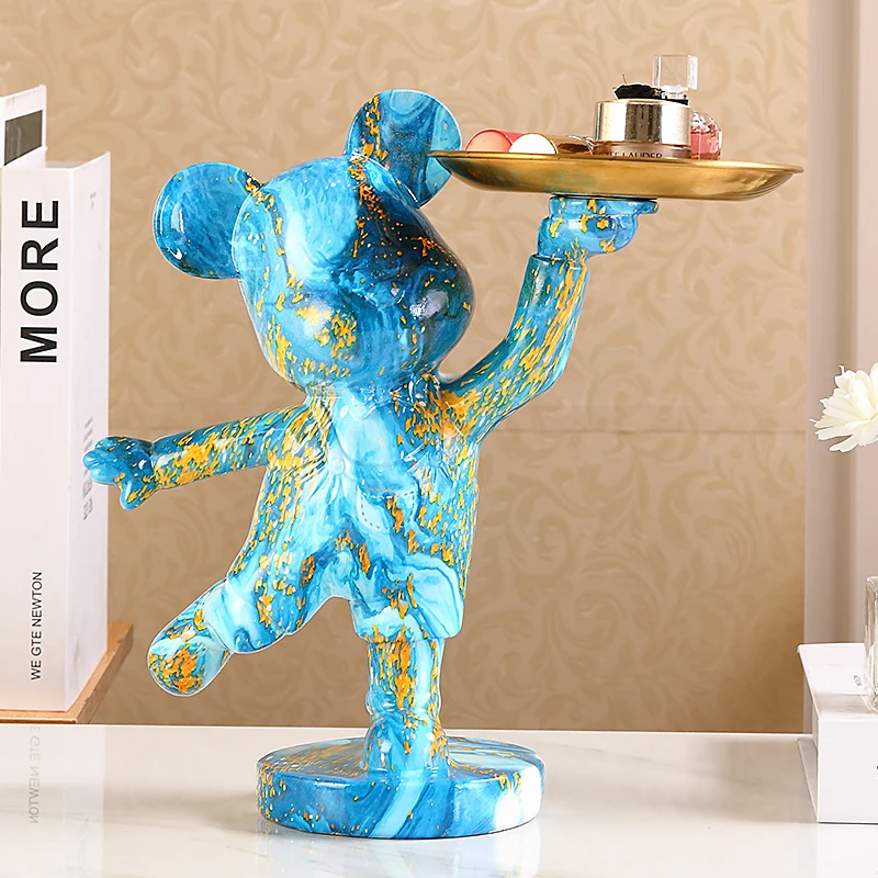 Скандинавский домашний декор, полимерная ткань, цветной медведь, Батлер с металлическим искусственным предметом для дома, статуя, декор для стола, живая комната