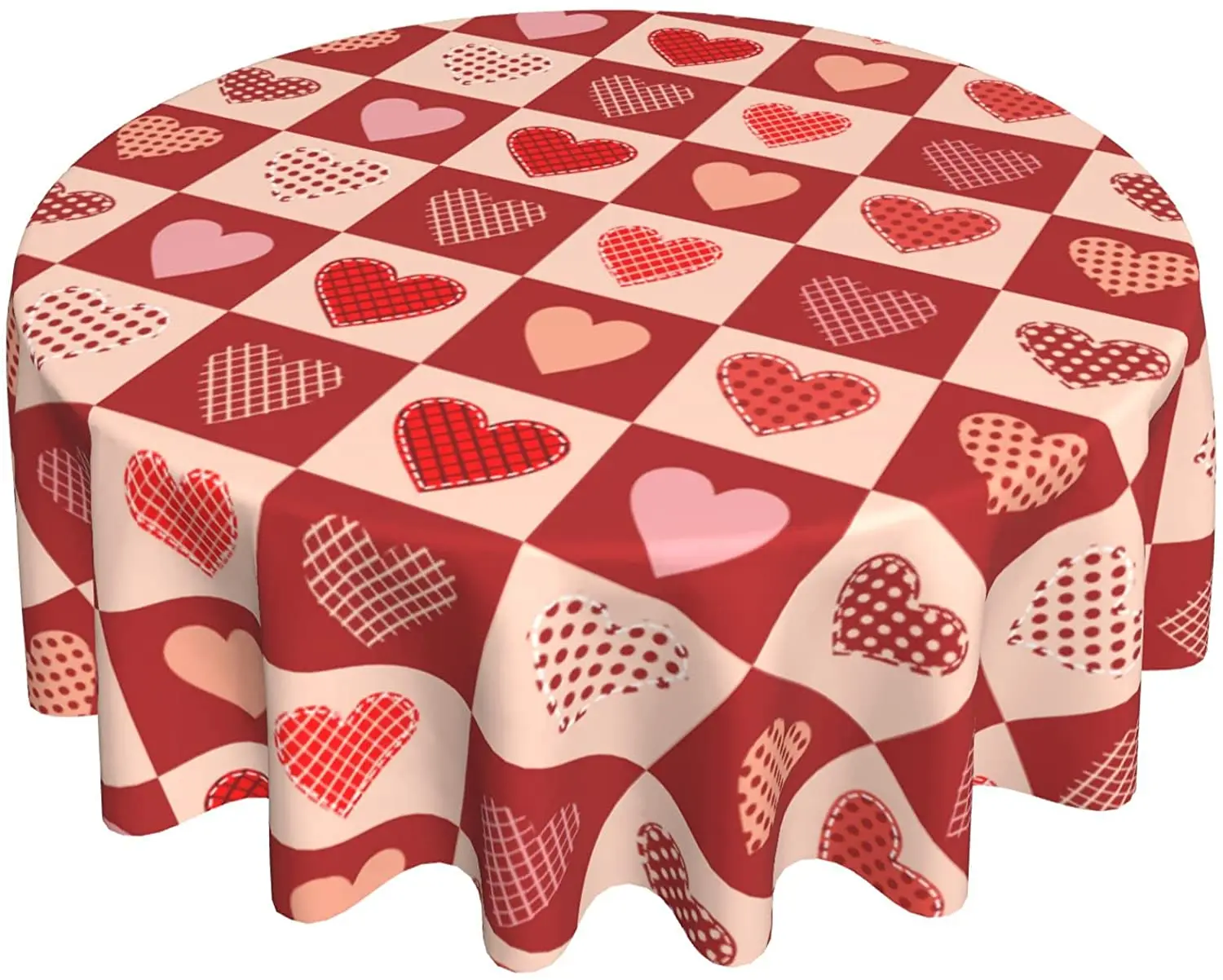 

Valentine‘s Day Tablecloth Round 60 Inch Happy Mothers Day Table Cover Gift Waterproof Wedding Marrige Heart Table Clothes
