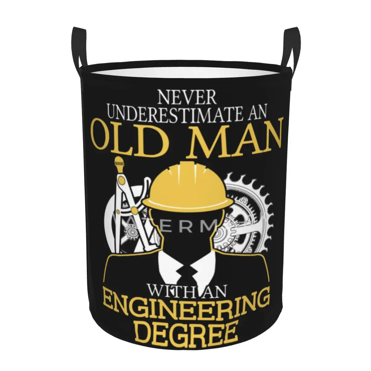 

Never Underestimate Old Man Engineering Degree Circular hamper,Storage Basket Sturdy and durable bathrooms toys