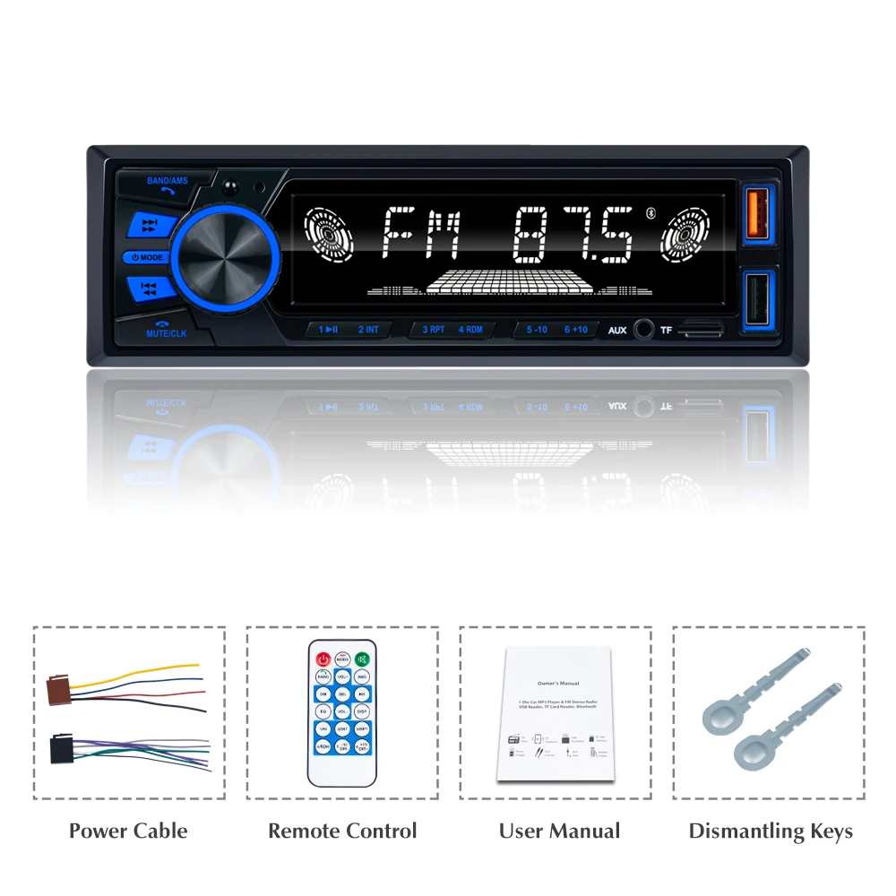 Автомобильный радиоприемник 820 mp3-плеер FM-тюнер с AUX входом функция USB зарядки BT SD