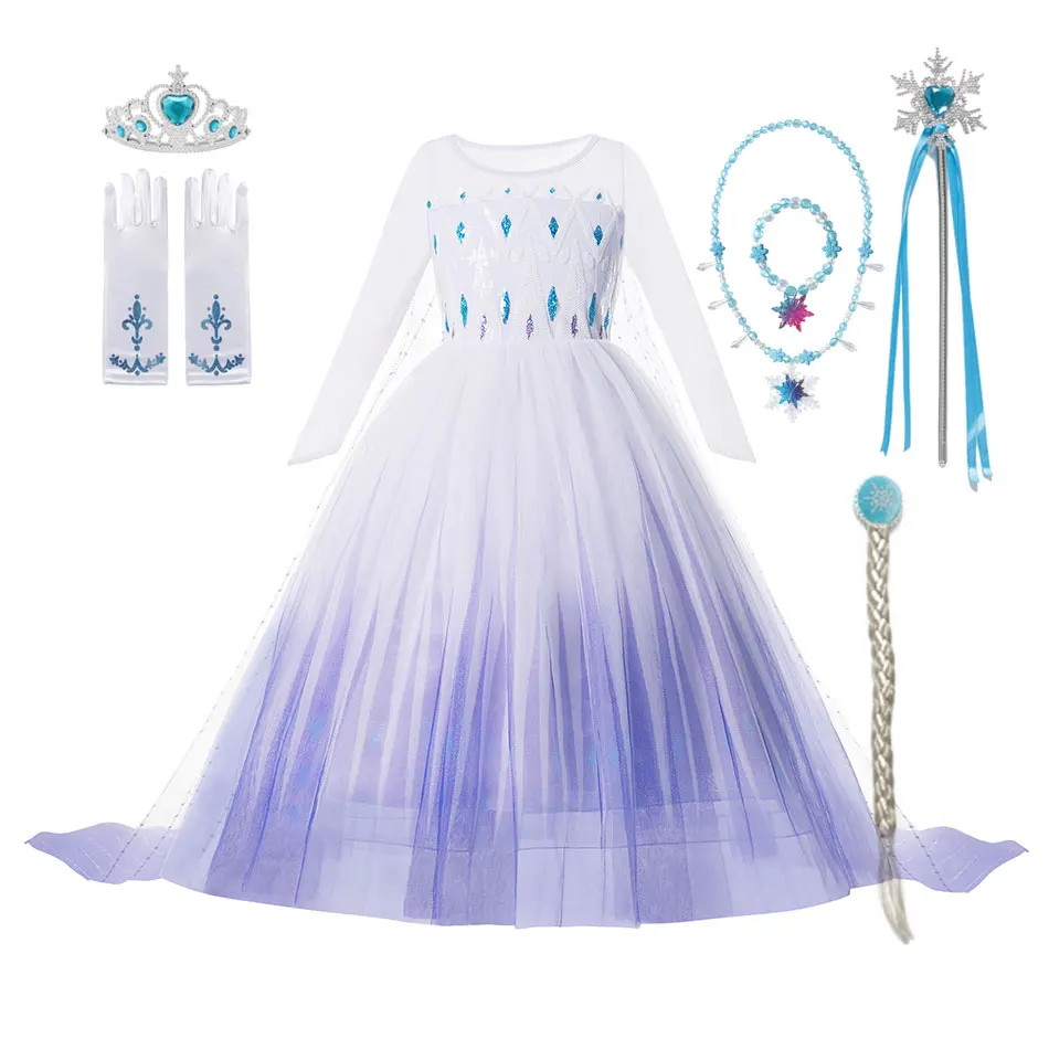 Платье принцессы Эльзы и Анны для девочек вечерняя одежда косплея на день