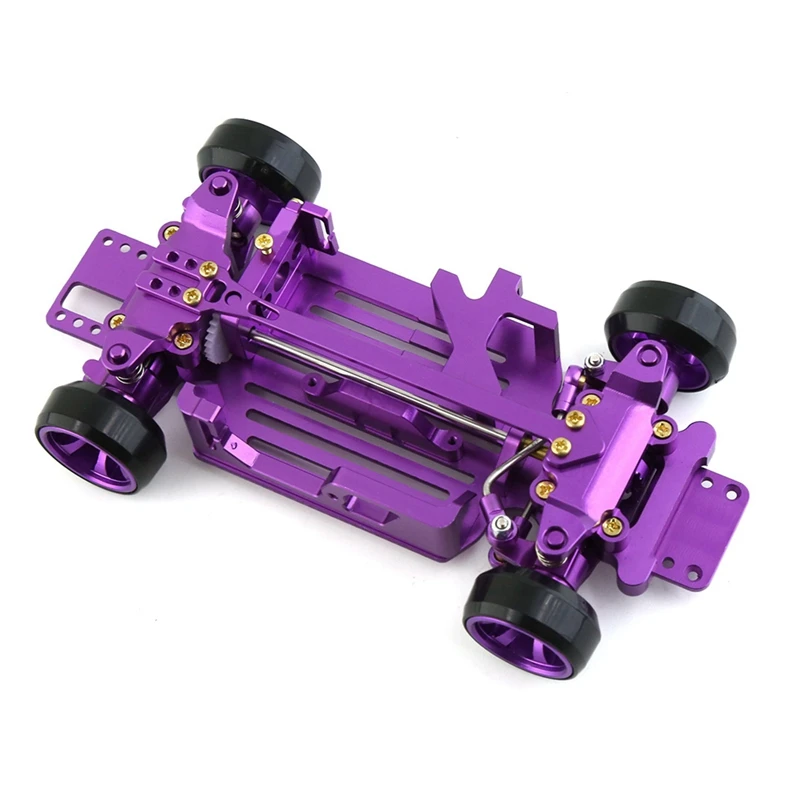 

CNC Metal 1/28 4X4 RC Car Frame Mosquito Drift Racing Car For Wltoys 284131 K969 K989 MINI-Q Accessories Parts Purple
