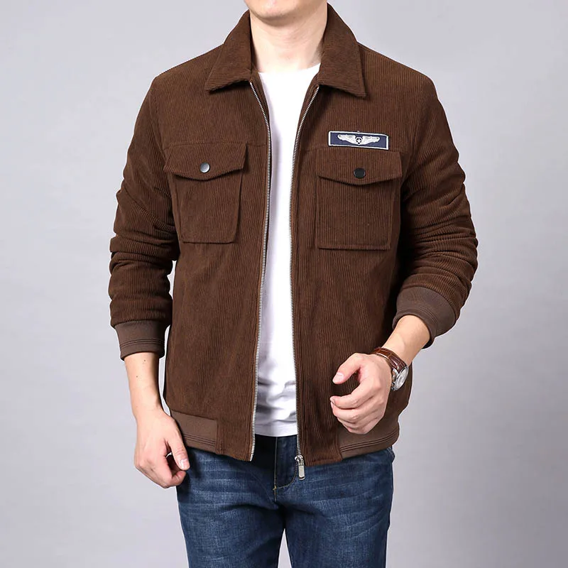 Men Autumn Winter Corduroy Jackets Cotton Lined Warm Outwear Coats For Male Tops Windbreak Plus Size M-6XL