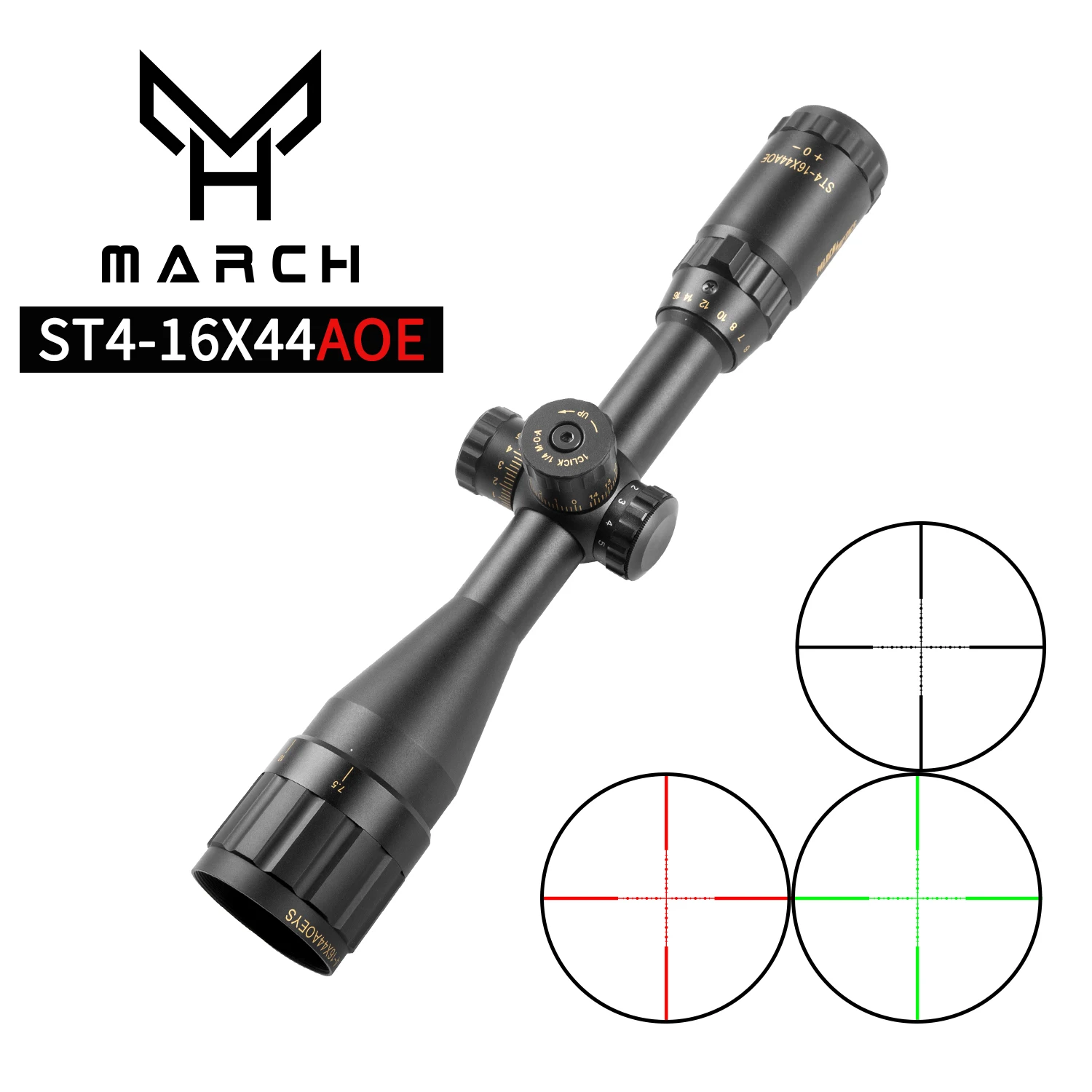 

MARCH ST 4-16x44 AOE OPTICS Tactical Sight Green Red Illuminated Rifle Scope Sniper Airsoft Air Guns Riflescope For Hunting