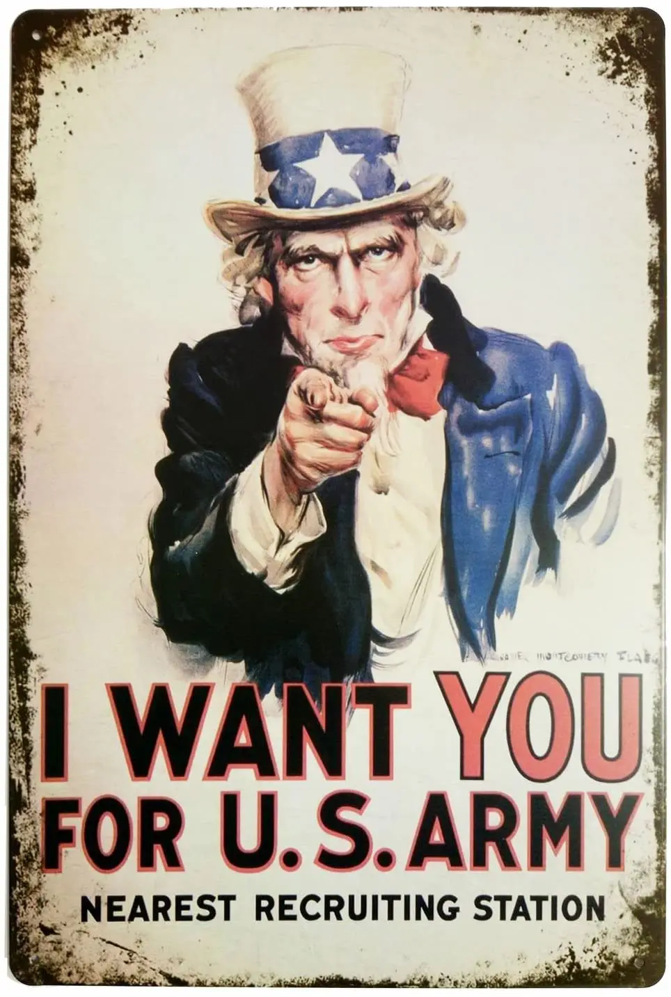 

I Want You for US Retro Vintage Decor Metal Tin Sign 12 X8 inch