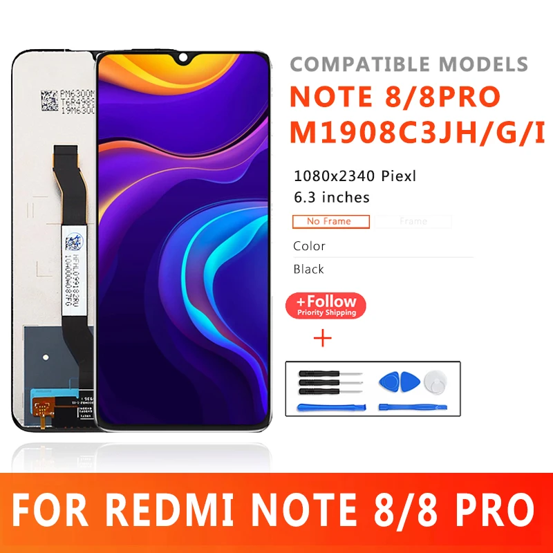 6 53 &quotЖК-экран мобильного телефона для Xiaomi Redmi Note 8 дисплей M1908C3JH M1908C3JG M1908C3JI
