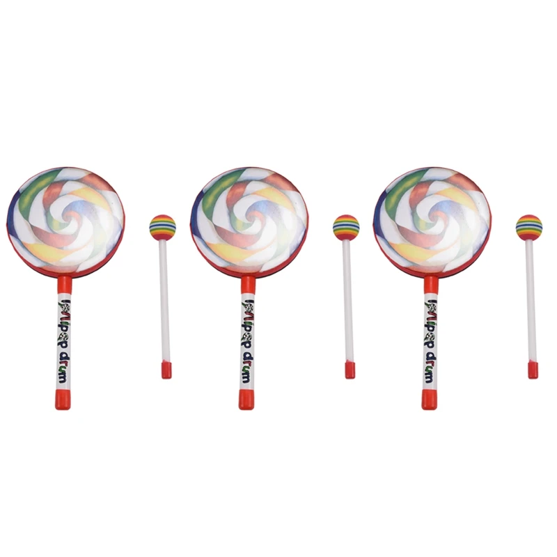 

3X Kids Percussion Lollipop Drum, 6Inch