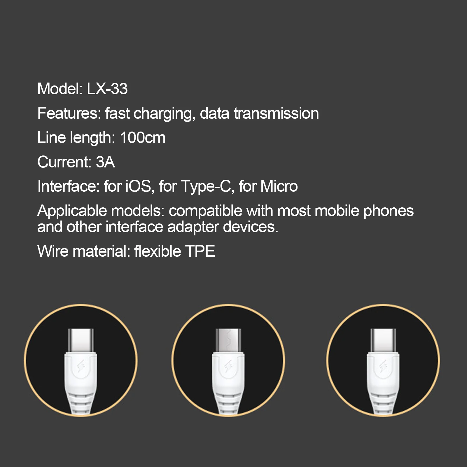 Кабель USB Type-C 3A для быстрой зарядки шнур зарядного устройства телефонные кабели и