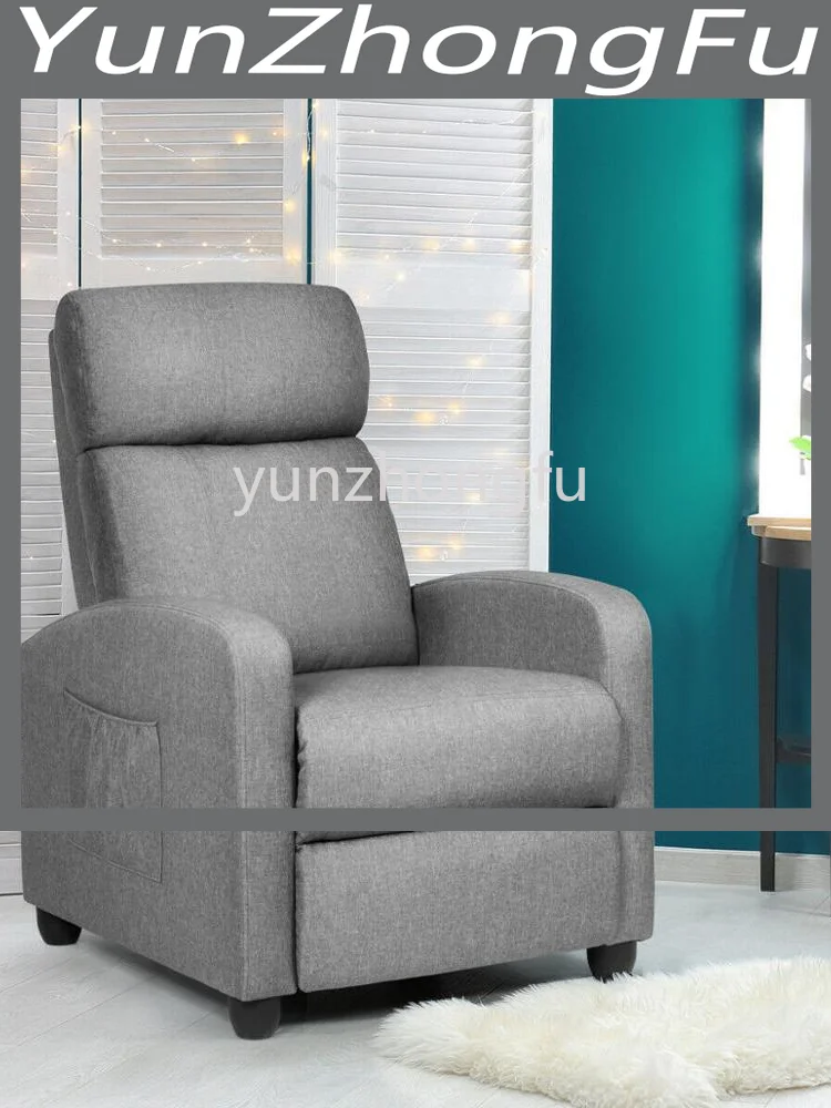 

Silla reclinable de masaje, sillón individual acolchado de tela para cine en casa con reposapiés, color gris