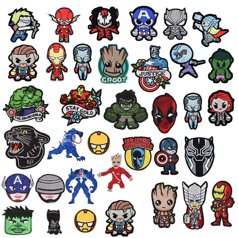 Marvel Groot Hulk Fusible Patch on Clothes Stickers Embroidery Patches for Shirt Coat Anime Cartoon DIY Sewing Pants Bag Decor