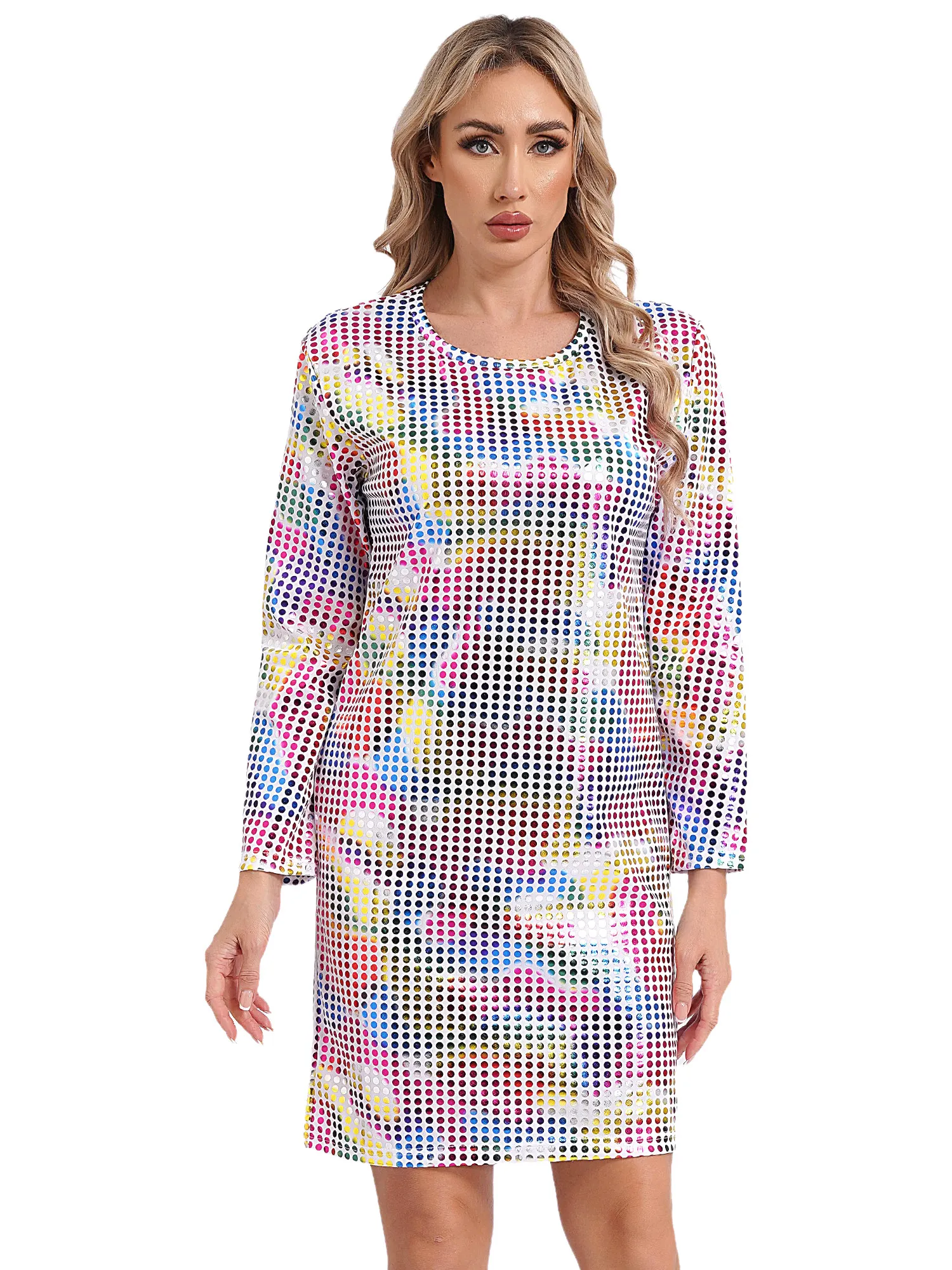 Футболка женская с длинным рукавом топ в металлический горошек уличная одежда