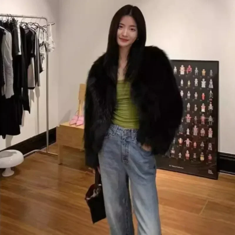 Пальто из искусственного меха Женская одежда Y2K Осень Новая мода Повседневная