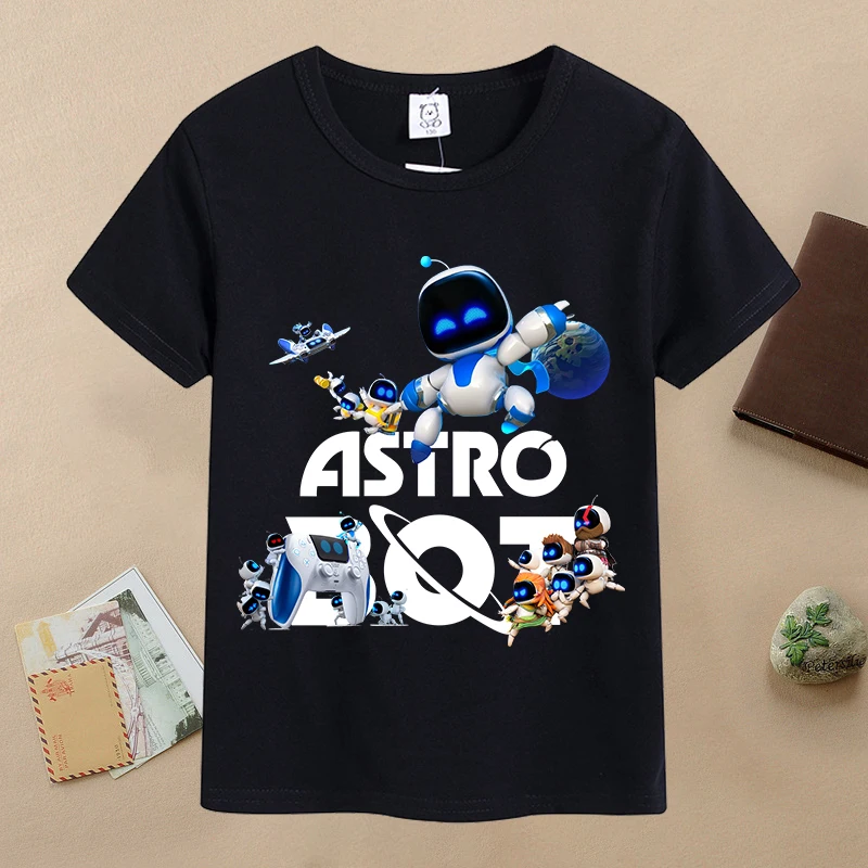 Фото Новые футболки Astrobotes для детей, футболка с рисунком Kawaii Cartoon Figure, повседневные спортивные топы с короткими рукавами для мальчиков, детская одежда №4