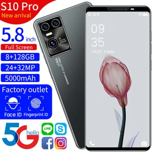 2022 new 5 8inch s10 pro 5g smartphone global version 5000mah fullscreen android celular 8128gb 2432mp mobile cell phone cheap free global shipping