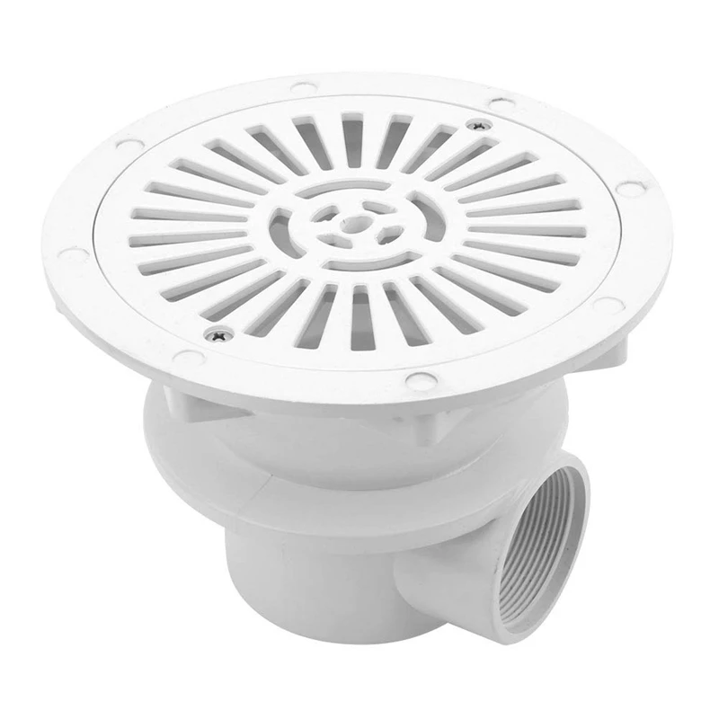 

1 Piece Pool Floor Drain, 2In White Main Drain Water Inlet Draining Parts Accessories For Swimming Pool