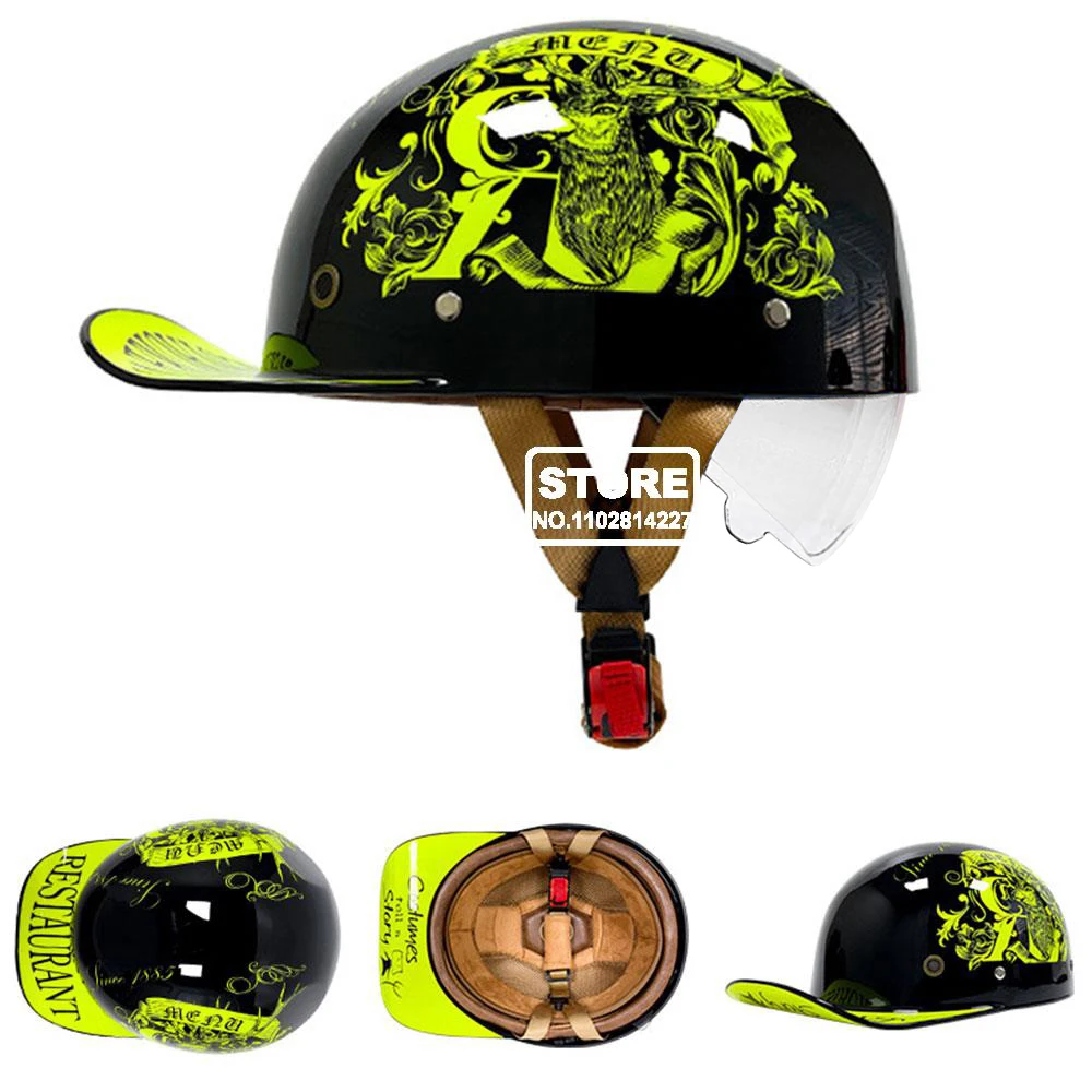 

Бейсболка в стиле ретро для мужчин и женщин, сертифицированная мотоцикл в горошек, полушлем, многоцветная Защитная электрическая мотоциклетная Кепка