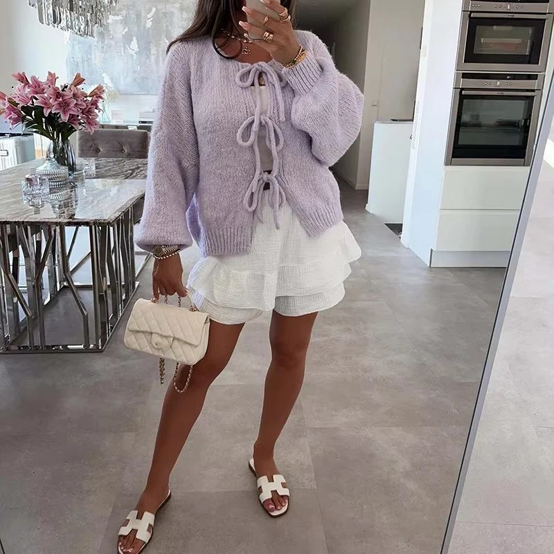 Женский вязаный кардиган с длинными рукавами цвет в ассортименте